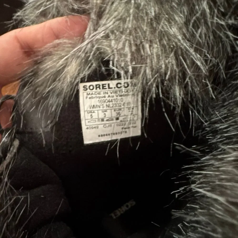 NWT Sorel Women's Tofino 2 Wp Winter Boots Black Stone‎ Fur with Faux Fur Trim 5